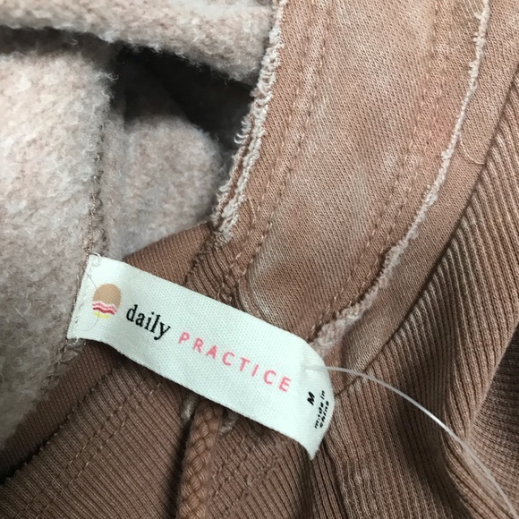Anthropologie Daily Practice NWT, cotton mix, hooded crop. Dusty rose- M - Picture 5 of 6